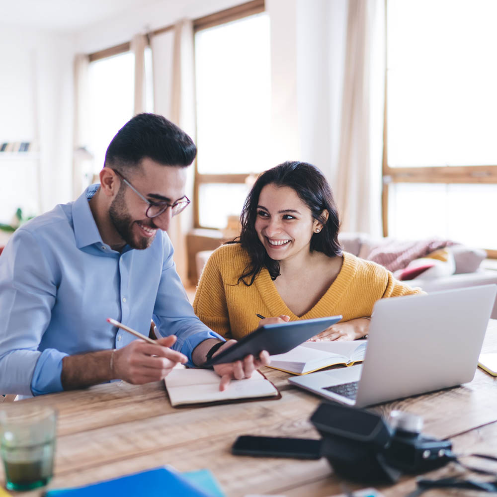 Couple looking at Computer